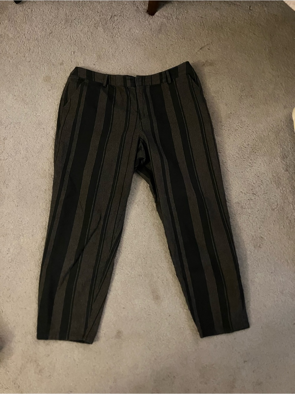 Women’s Black and Grey Vertical Stripe Dress Pants (12)